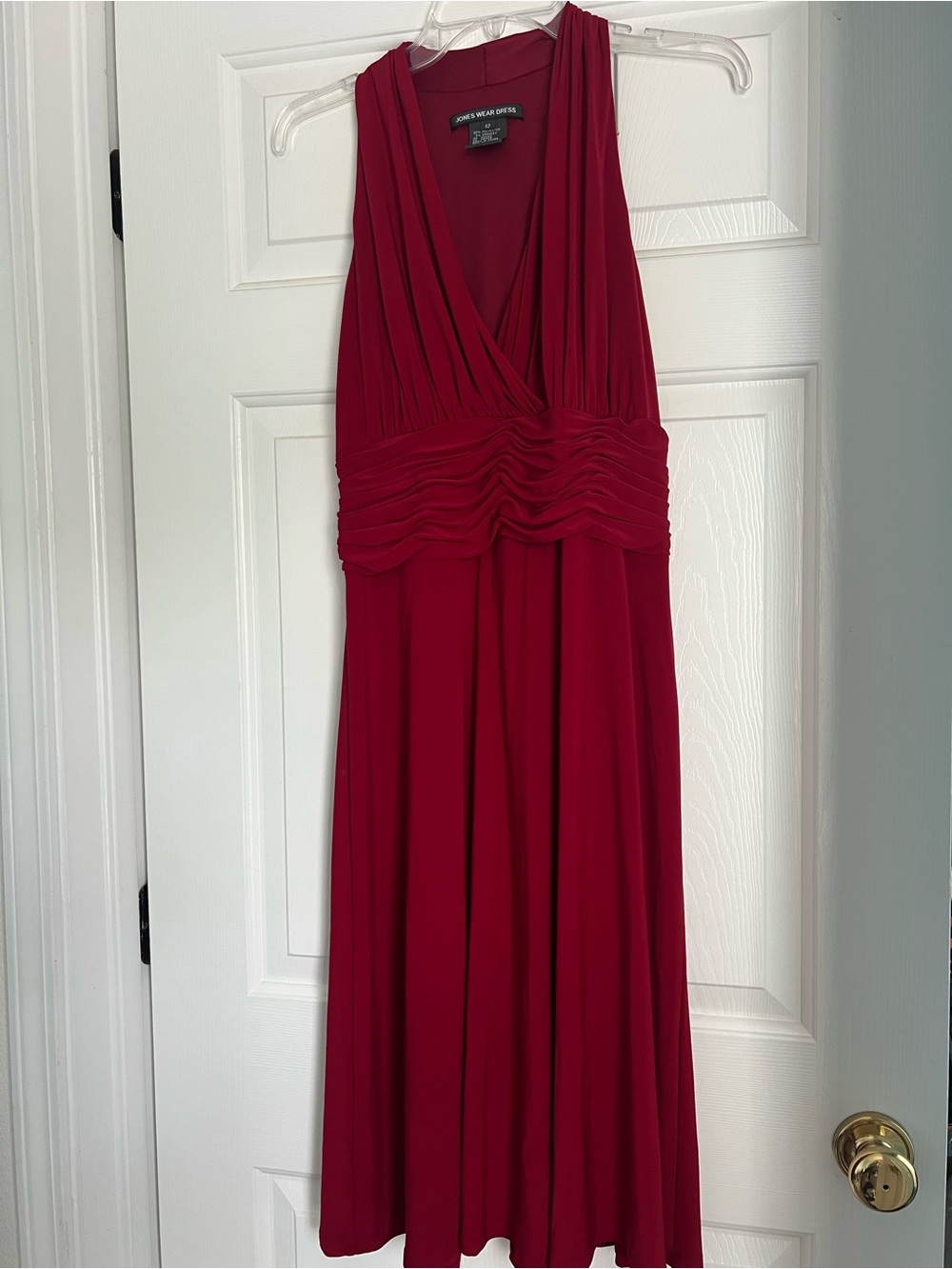 Jones Wear Burgundy Ruched Midi Dress Size 12 NWT Formal
